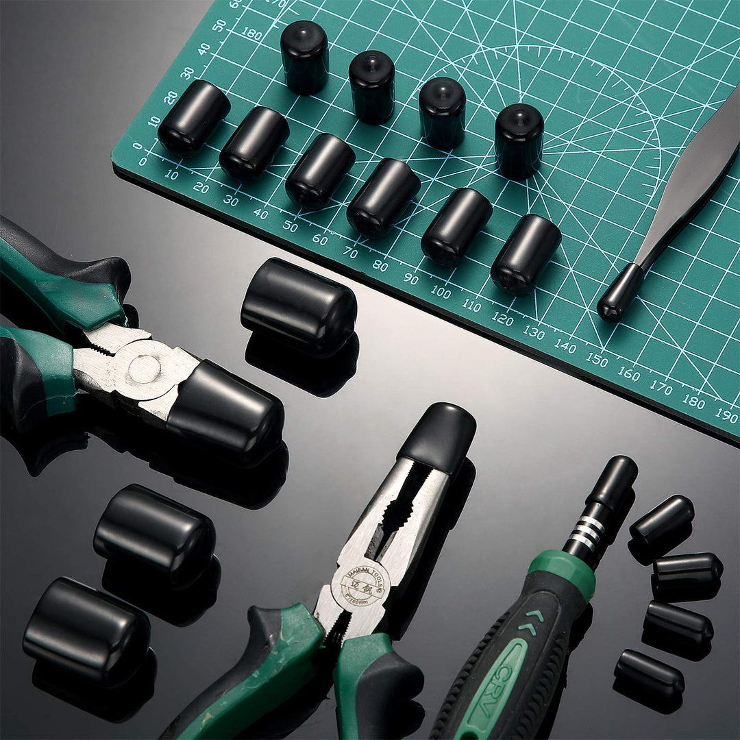 80 Pcs Round Rubber End Caps Flexible Vinyl End Caps Bolt Covers Screw Caps Thread Protector Safety Cover in 4 Sizes 1/4 to 3/4 Inch(Black)