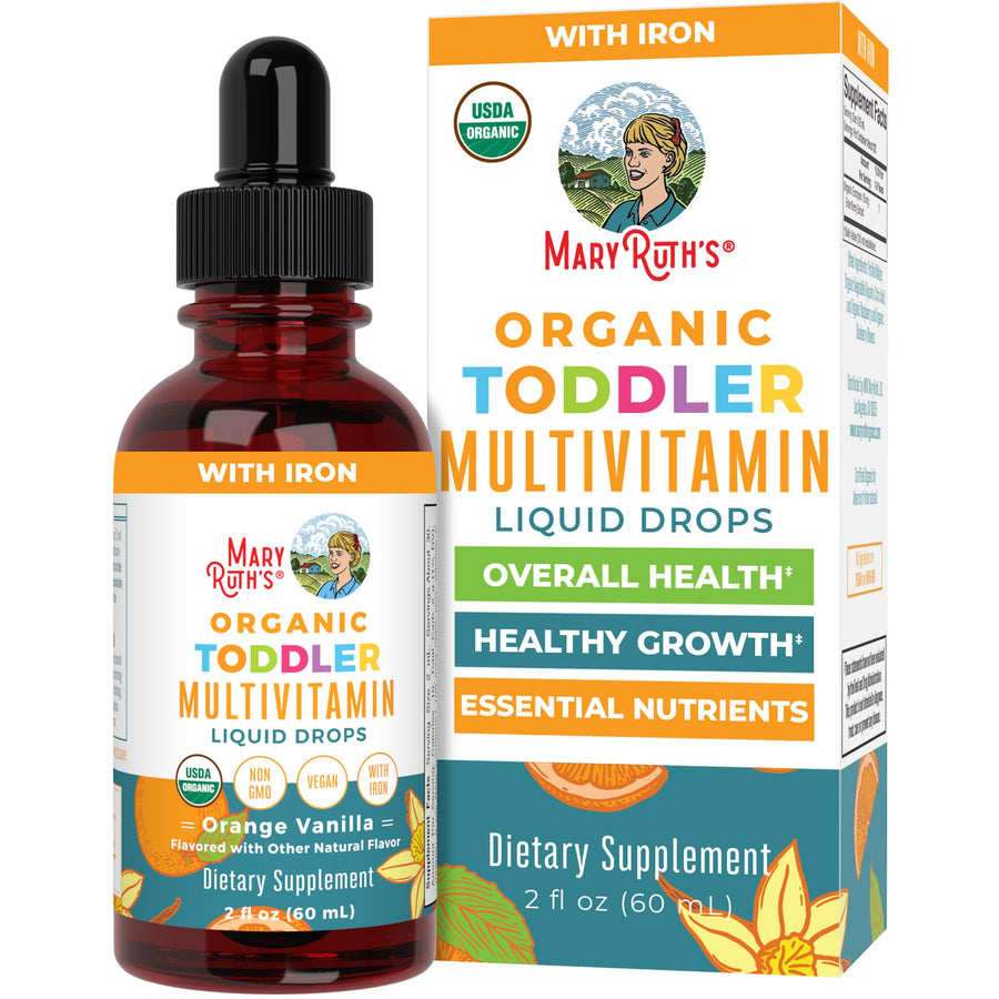Multivitamin & Multimineral with Iron for Toddlers | USDA Organic | Sugar Free | Multivitamin Liquid Drops for Kids Ages 1-3 | Immune Support | Vegan | Non-GMO | 2 Fl Oz