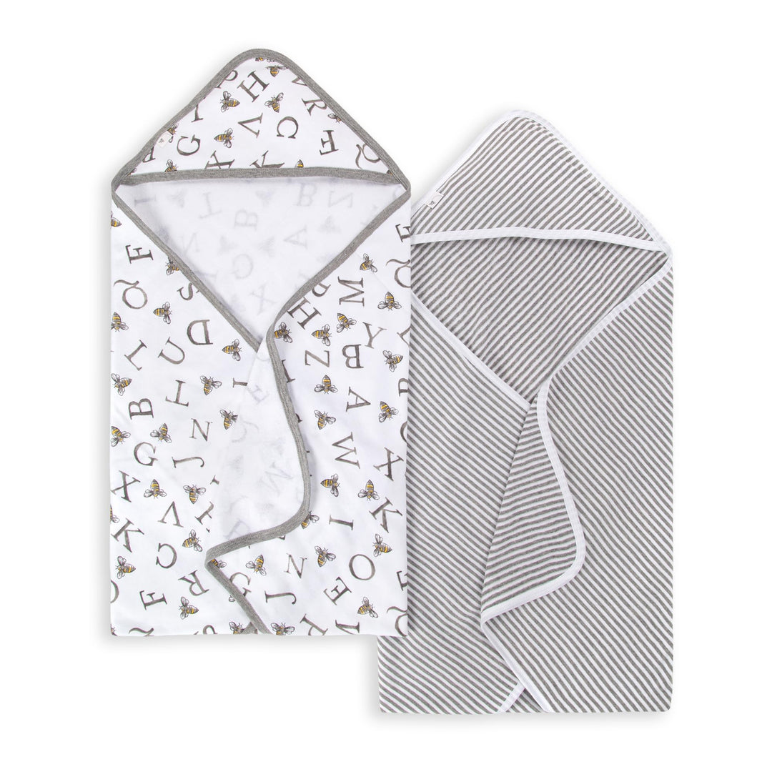 Burts Bees Baby Infant Hooded Towels Multi Stripe Organic Cotton, Unisex Bath Essentials and Newborn Necessities, Soft Nursery Towel with Hood Set, 2-Pack Size 29 x 29 Inch