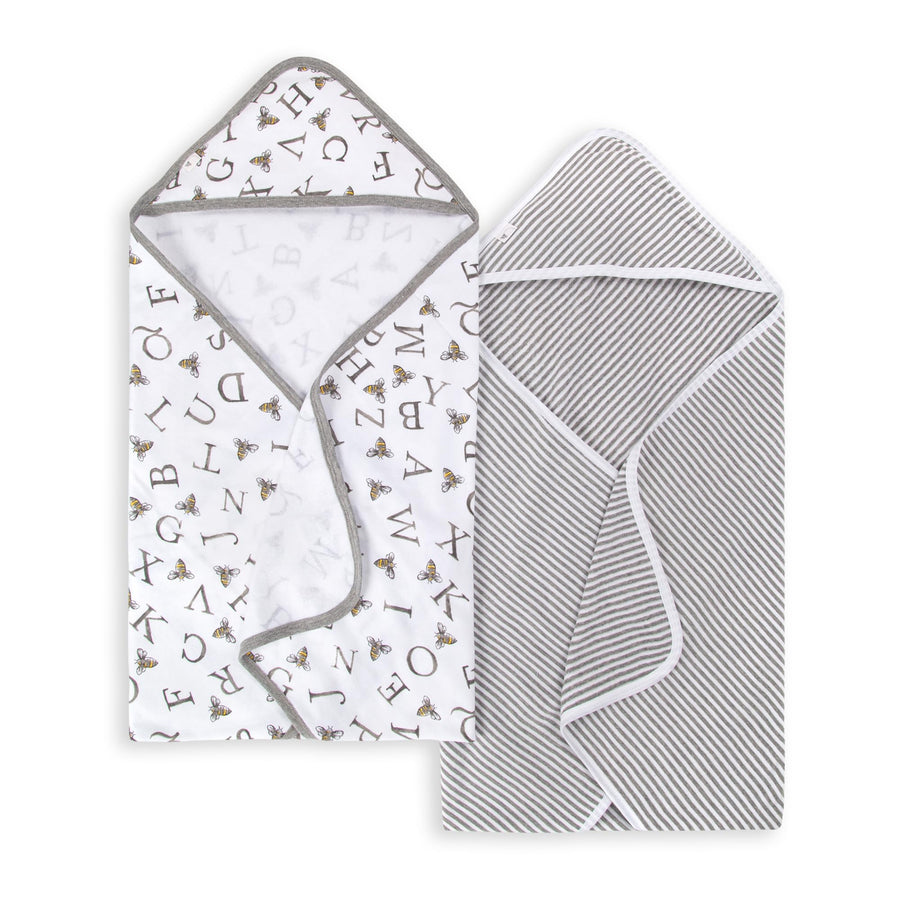 Burts Bees Baby Infant Hooded Towels Multi Stripe Organic Cotton, Unisex Bath Essentials and Newborn Necessities, Soft Nursery Towel with Hood Set, 2-Pack Size 29 x 29 Inch