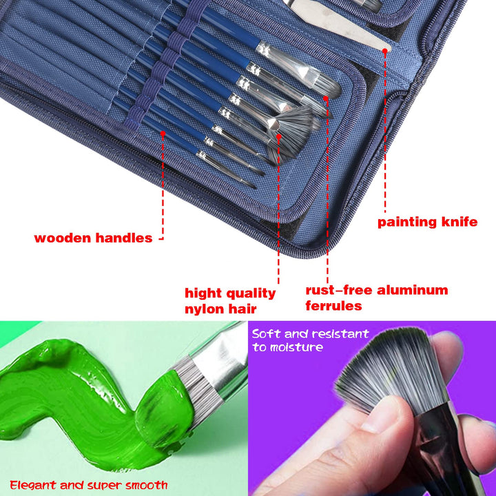 Paint Brush Set, 21PCS Painting Brushes for Acrylic Oil Watercolor Canvas Gouache Easter, Paint Brushes Set for Kids and Adult