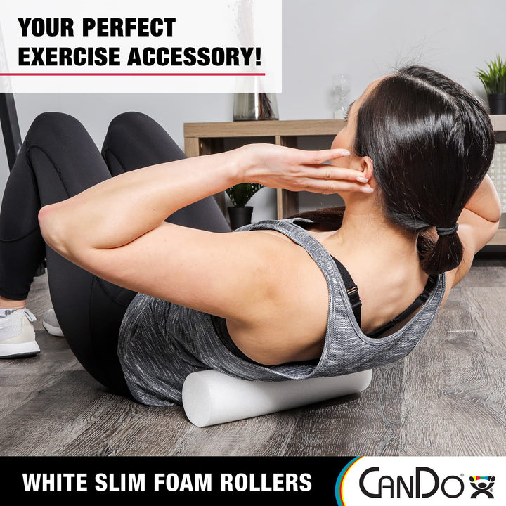 Slim White PE Foam Rollers for Exercise, Fitness, Muscle Restoration, Massage Therapy, Sport Recovery and Physical Therapy for Home, Clinics, Professional Therapy 3 x 36 Round