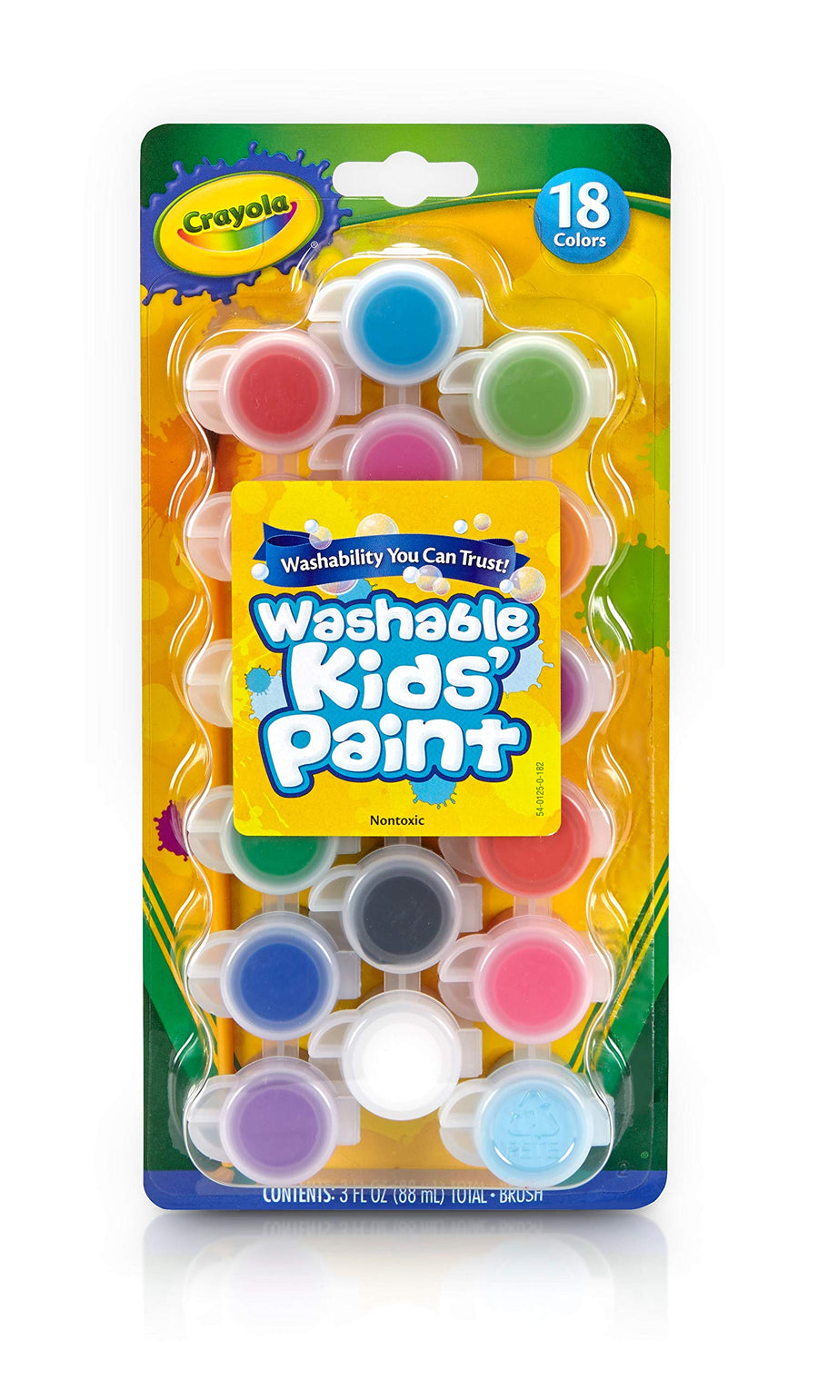 Washable Kids Paint Set & Paintbrush, Painting Supplies, 18 Count
