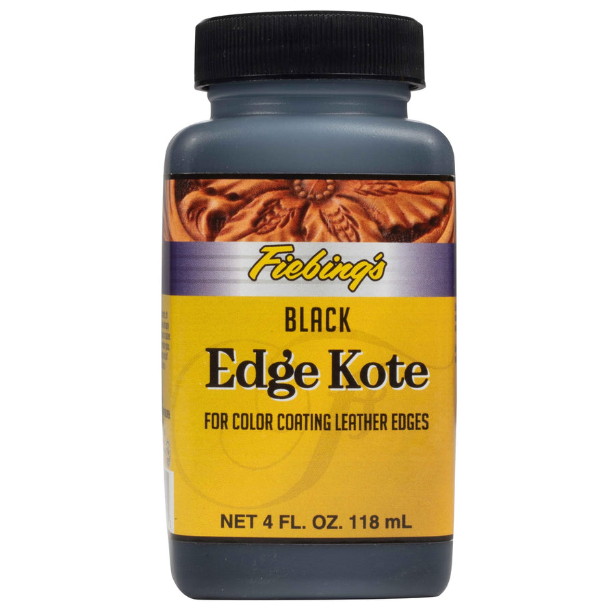 Edge Kote (4oz, Black) - Leather Edge Paint for Shoes, Furniture, Purses, Couches, Belts - Flexible, Water Resistant, Semi Gloss Color Coating Leather Dye to Protect Natural Edges