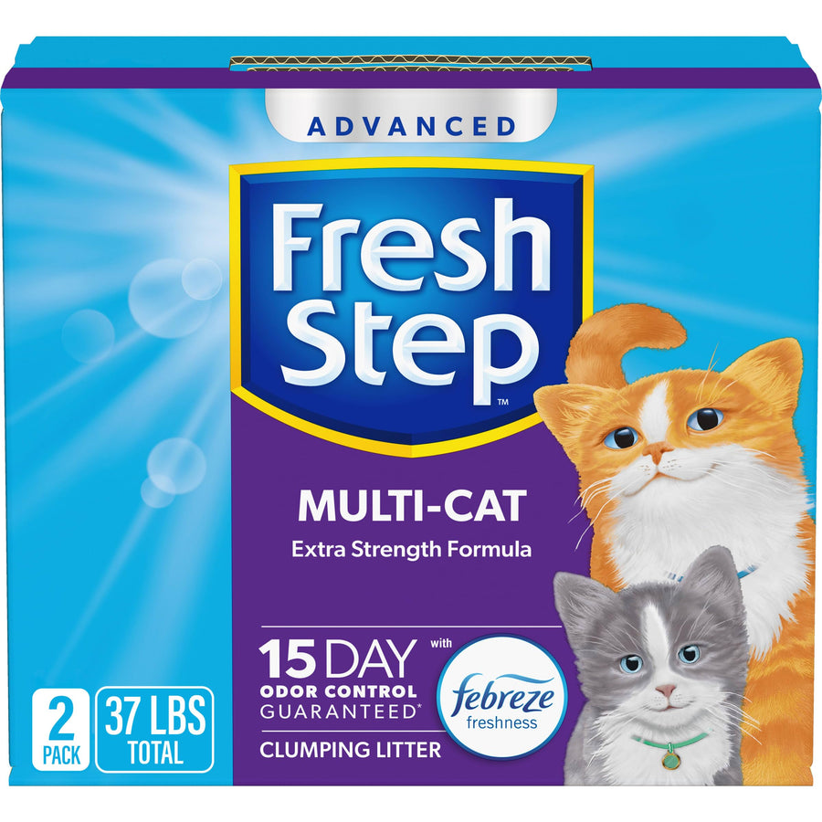 Advanced Multi Cat Clumping Litter with Febreze Freshness, Clumping Cat Litter Extra Strength Formula, 37 lbs. (2 x 18.5 lb. Box)