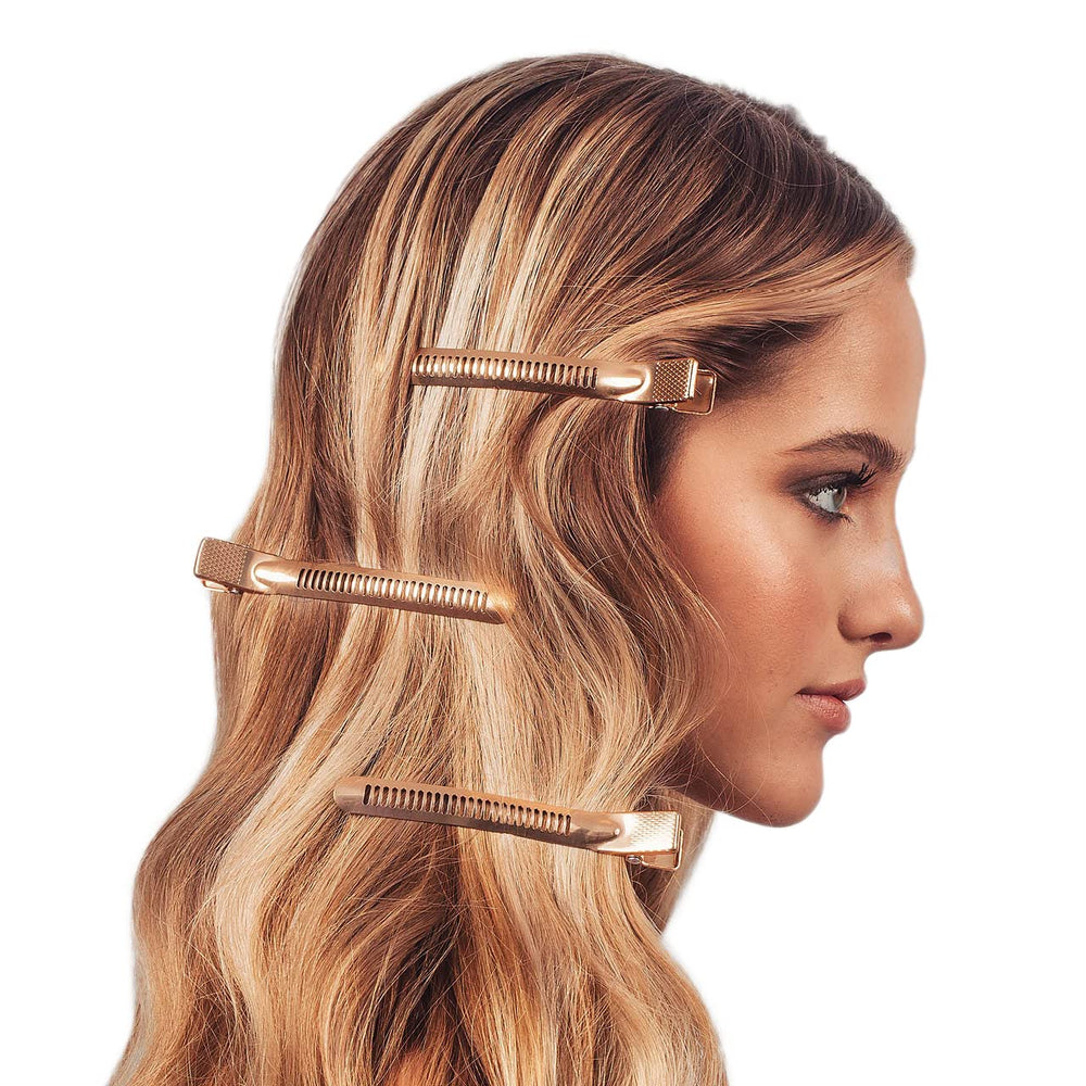 XL Alligator Hair Clips for Styling & Sectioning - Alluminum Duck Billed Hair Clips for Long Hair | Hair Styling Clips | Roller Clips for Short Hair | 6 pc (Gold)