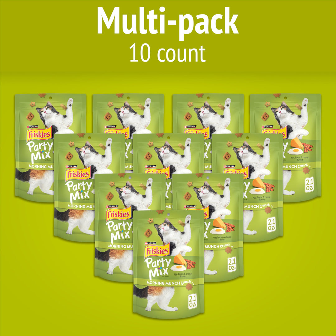Purina Party Mix Morning Munch Crunch Cat Treats - (Pack of 10) 2.1 oz. Pouches