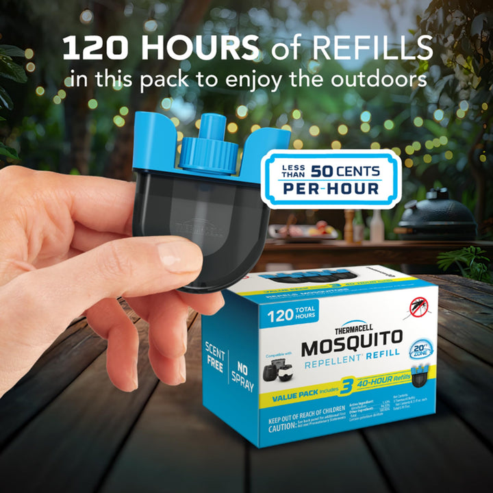 Mosquito Rechargeable Repeller Refills; Compatible with E-Series & Radius Only; 20 Foot Mosquito Protection Zone; Bug Spray Alternative; Scent Free; No Candle or Flame