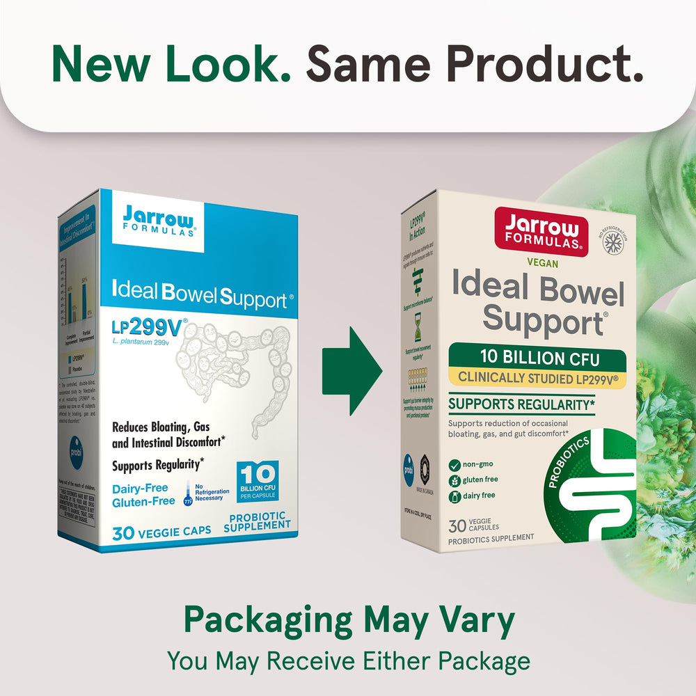 Ideal Bowel Support - 10 Billion Organisms Per Serving - 30 Veggie Caps - Bowel Support - Reduces Bloating, Gas & Intestinal Discomfort - Up to 30 Servings