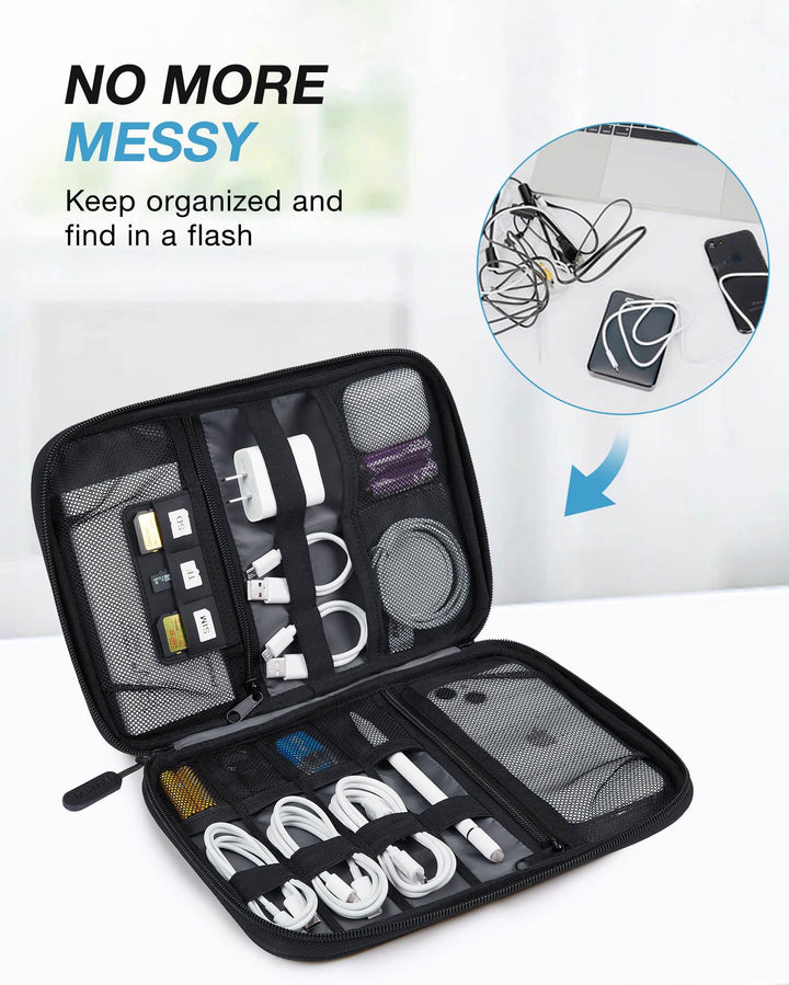 Ecosusi Universal Cable Organizer Electronics Accessories Case Various USB, Phone, Charge, Cable organizer Travel Organizer