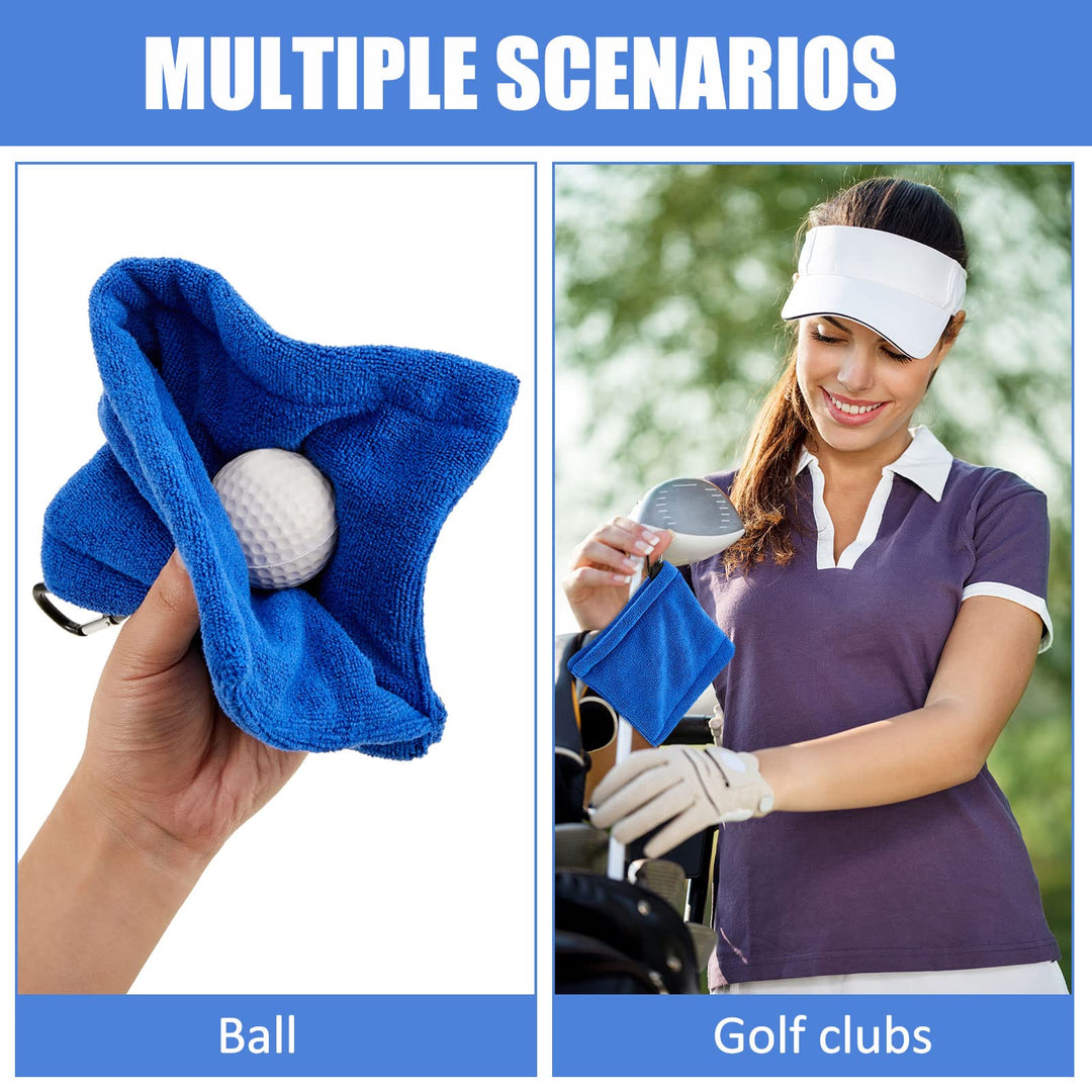 3 Pieces Golf Ball Towel 5.5 x 5.5 Inch, Small Golf Pocket Towel with Clip Portable Golf Cleaner Accessories for Men Women (Black,Grey,Blue)