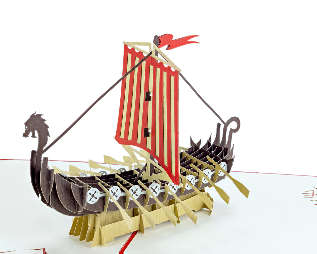 Viking Ship - WOW 3D Pop Up Greeting Card - Suitable for Birthday, Good Luck, Congrats, Fathers Day, Get well, Goodbye, Farewell - Premium, Handcrafted