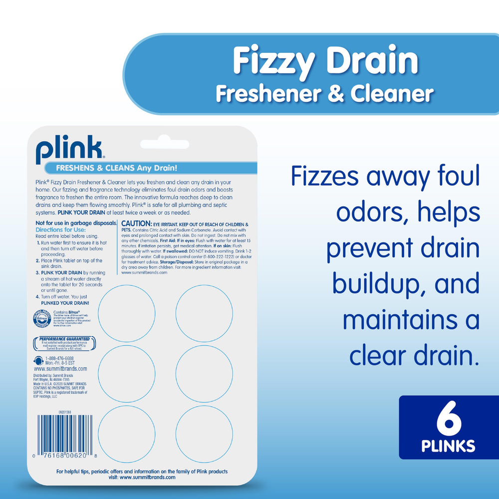 PDF12N Lemon Scent 6 Tabs Fizzy Drain Freshener & Cleaner by PLINK