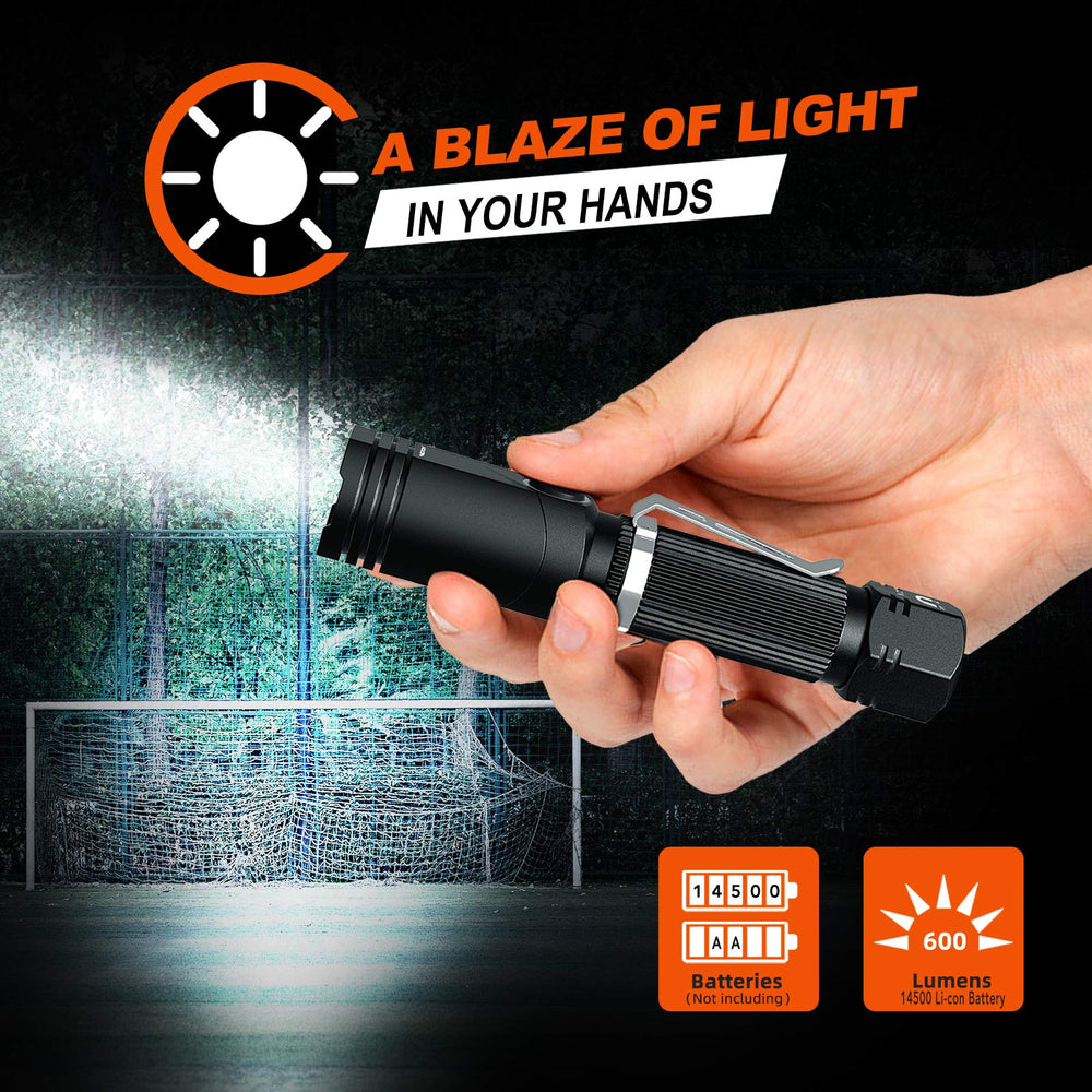 Flashlight, N7 600 Lumens Tactical Flashlight, 90 Degree Ip65 Waterproof Led Mini Flashlight 4 Modes- Best High Lumens Are For Camping, Outdoor, Hiking (Not including Batteries)Gift