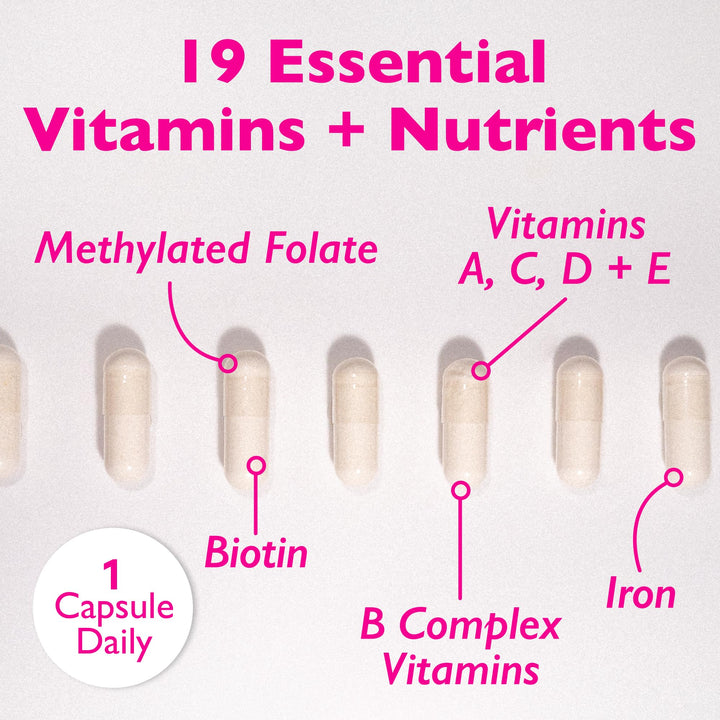 Women's Multivitamin - 19 Targeted Vitamins & Nutrients for Women - Supports Hair, Skin & Nails, Cognitive Health, Focus, & Heart Health - 1 Vegan Capsule Daily, 30 Day Supply