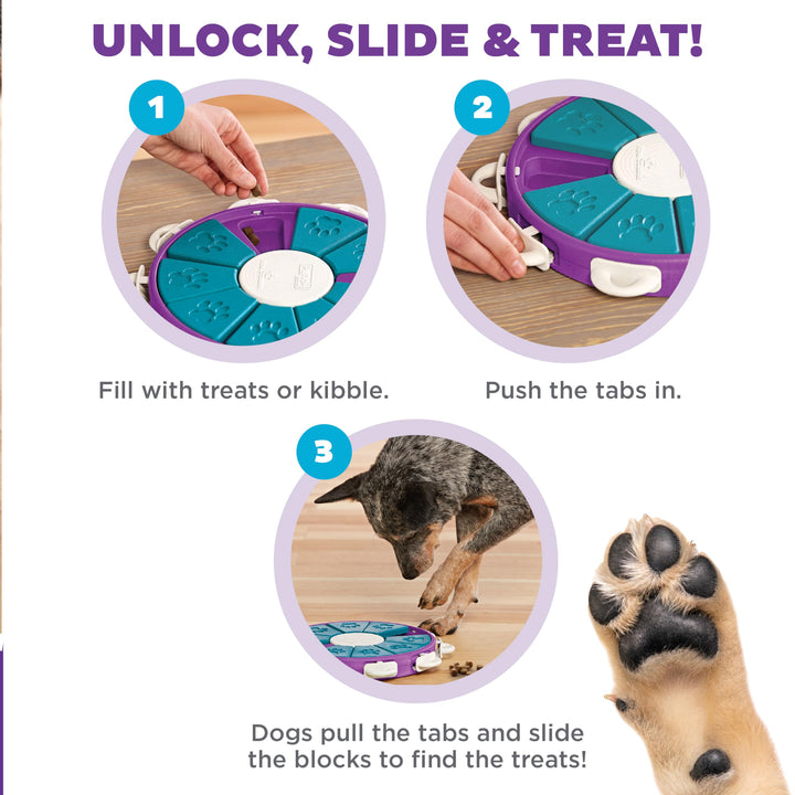 by Nina Ottosson Dog Twister Treat Puzzle Enrichment Toy, Level 3 Advanced, Purple