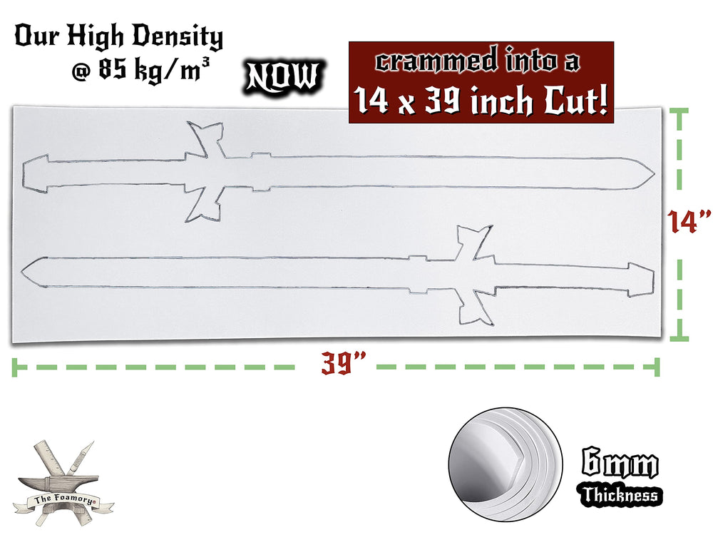 EVA Foam Cosplay - 6mm (1mm to 10mm) - White or Black - 14 x 39 Sheet - Ultra High Density Craft Foam 85 kg/m3 -