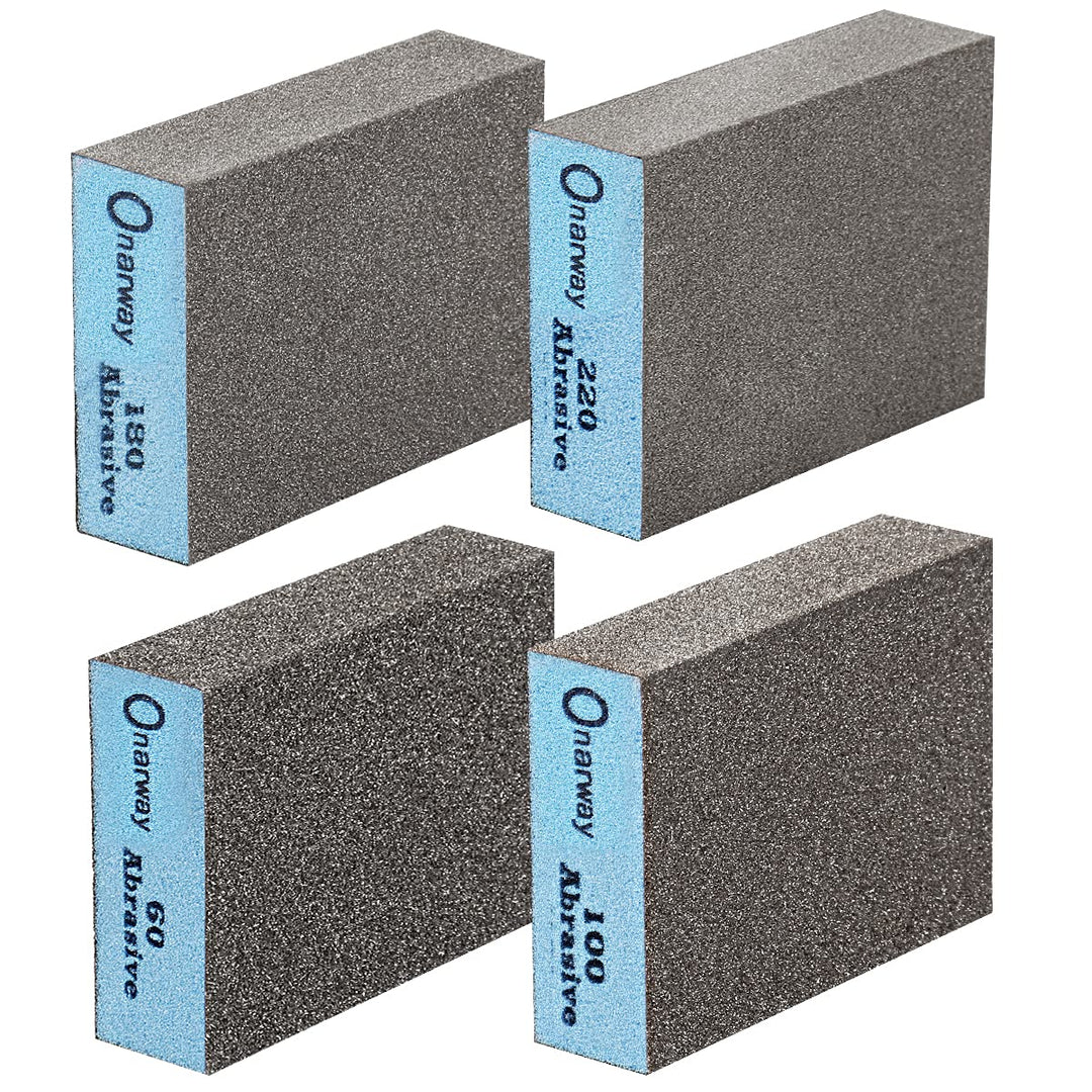 Sanding Sponges 4 Pack Wet and Dry Dual-use, Coarse and Fine Sanding Blocks - 60/100/180/220 Grits 4 Different Specifications, Washable and Reusable, Ideal for Wood Metal Wall Polish