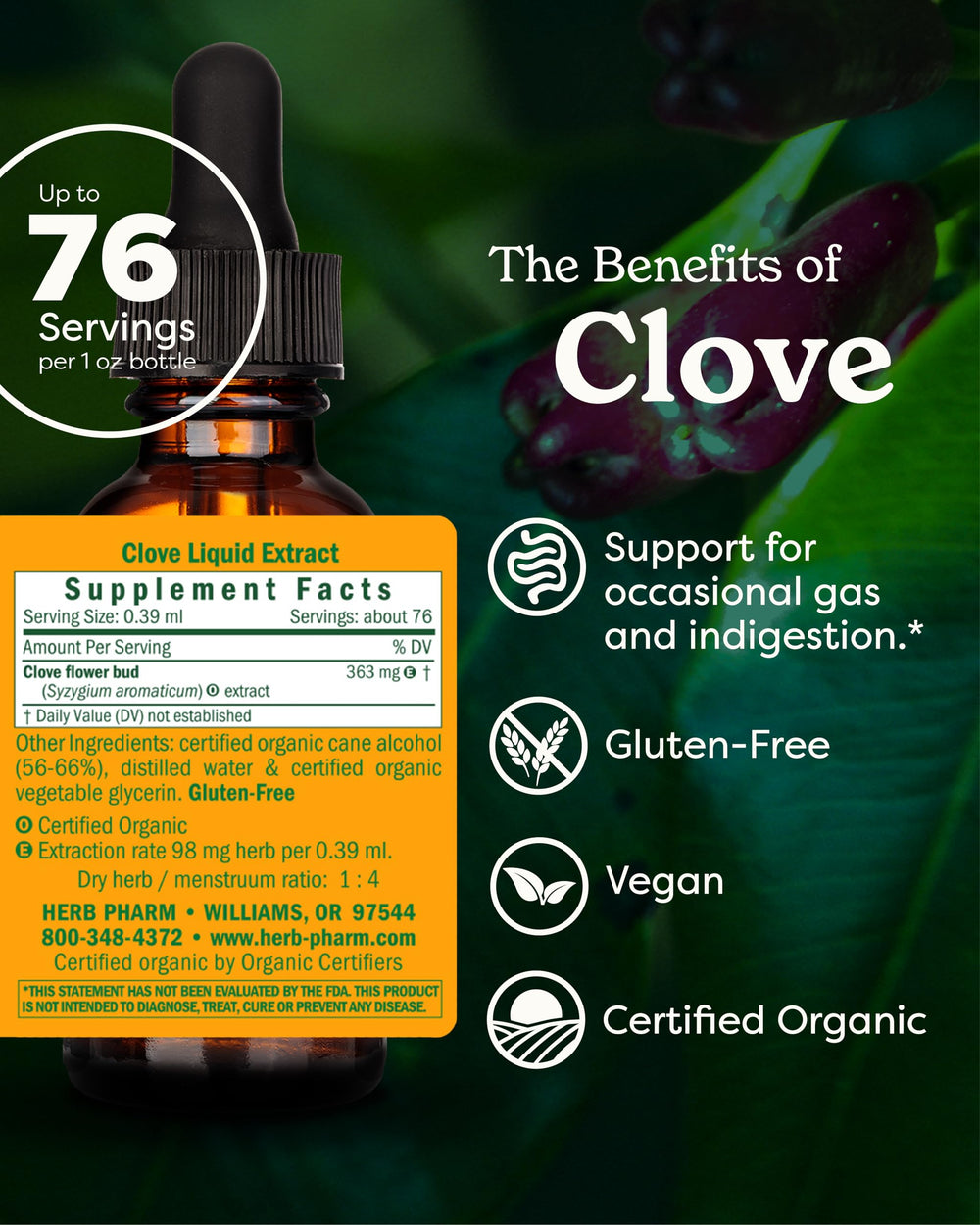 Certified Organic Clove Liquid Extract - 1 Ounce