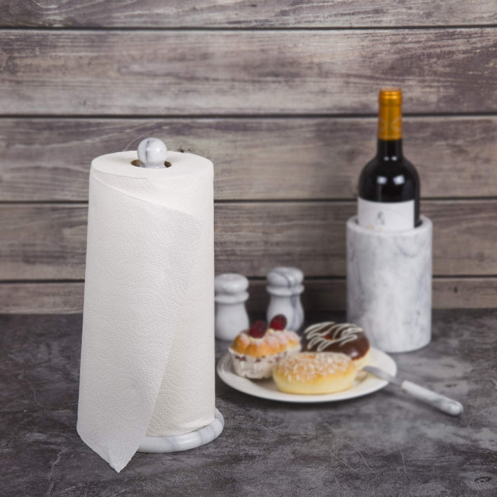 White Marble 12.5 High Paper Towel Holder