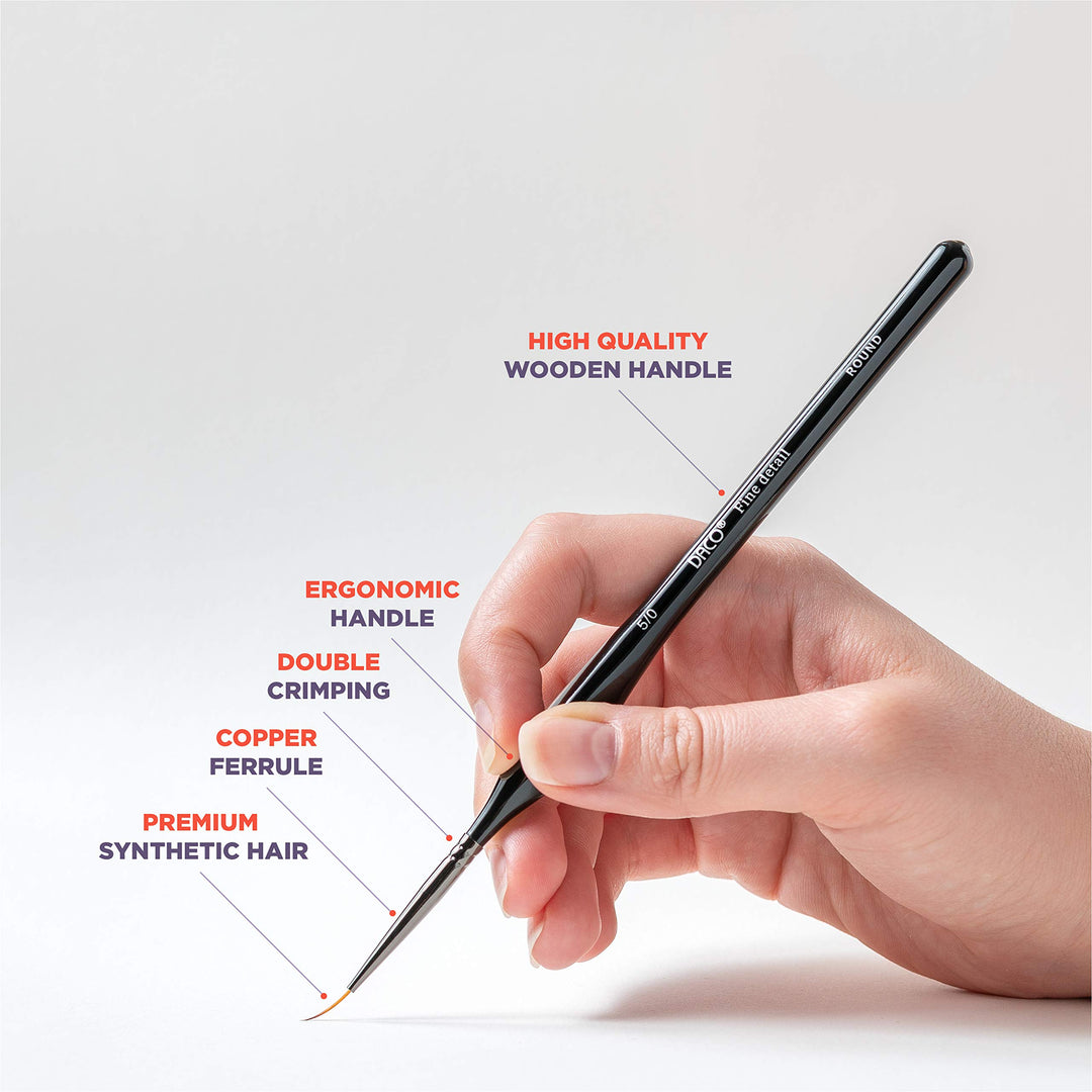 Miniature Detail Paint Brush Set, 8 Micro Professional Small Fine Painting Brushes for Watercolor Oil Acrylic, Craft Scale Models Rock Painting & Paint by Number for Adult - Comes with Holder