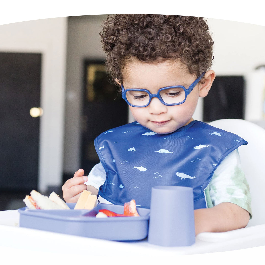 Silicone Suction Baby Plate, Suction Grip Divided Dish for First Foods and Self-Feeding Toddlers, Baby Led Weaning Supplies for Independent Eating (Indigo Plate)