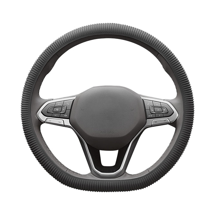 Silicone Steering Wheel Cover, Lightweight Universal 14.5-16 Inch Models with Texture Massage Handles Ultra-Thin Collapsible Non-Slip for Women Men (Silicone Black, 14.5-16 Inch)