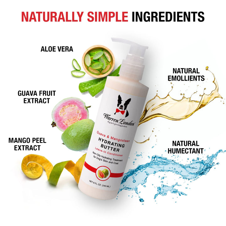 Hydrating Butter Leave in Pet Conditioner for Dogs | Lotion for Skin and Coat | Aloe Puppy & Dog Conditioner for Hair Detangler, Dry Skin, & Pet Fur Dandruff | Made in USA | Guava 8oz