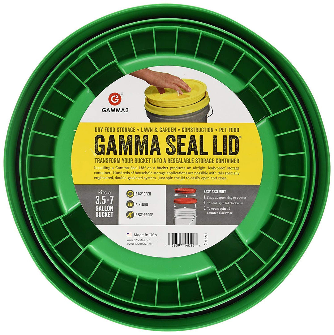 GAMMA2 Gamma Seal Lid - Pet Food Storage Container Lids - Fits 3.5, 5, 6, & 7 Gallon Buckets, Green, Made in USA