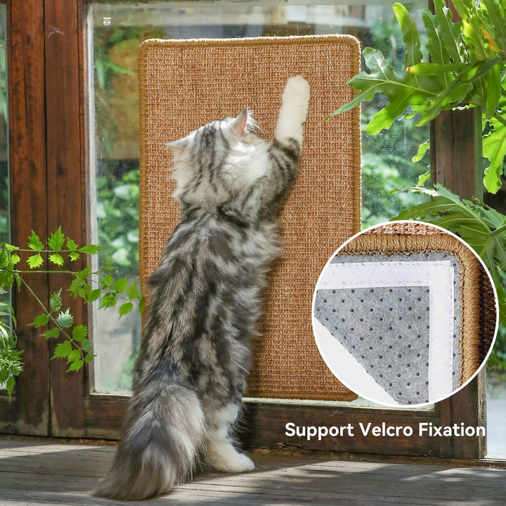 Cat Scratcher Mat, 23.6 X 15.7 Inch Natural Sisal Cat Scratch Mats, Horizontal Cat Floor Scratching Pad Rug with Sticky Velcro Tapes, Protect Couch and Carpets