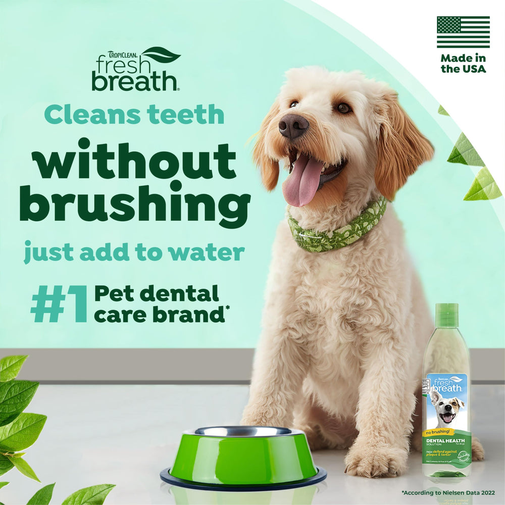 Fresh Breath Water Additive for Dogs | Dog Breath Freshener & Teeth Cleaning Solution | No Toothpaste or Toothbrush Required | 16 oz