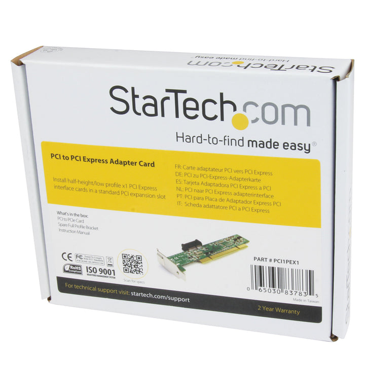 PCI to PCI Express Adapter Card - PCIe x1 (5V) to PCI (5V & 3.3V) slot adapter - Low Profile - PCI1PEX1