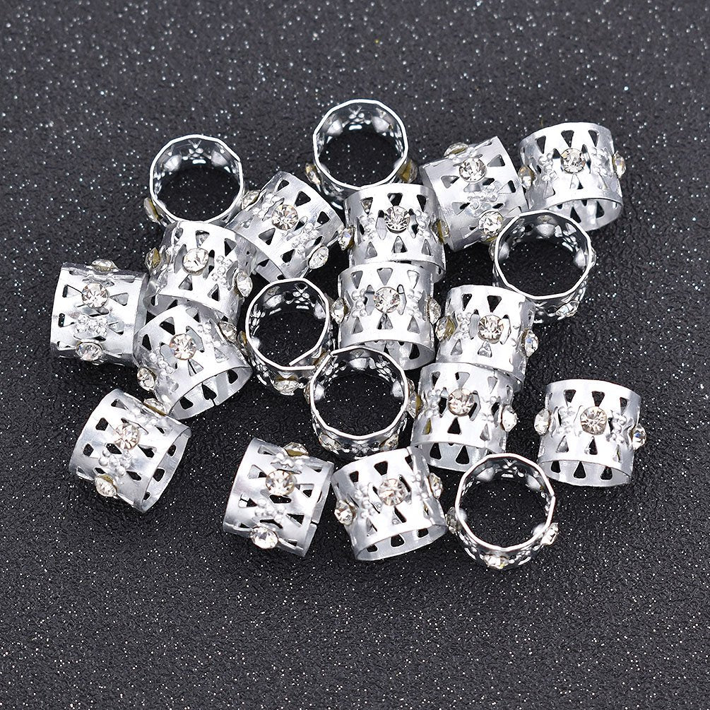Women Dreadlocks Beads Rhinestone Hair Ring Decoration Braiding Hair Braid Cuff Clip