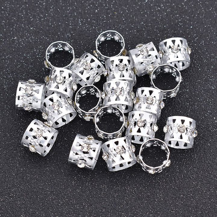 Women Dreadlocks Beads Rhinestone Hair Ring Decoration Braiding Hair Braid Cuff Clip