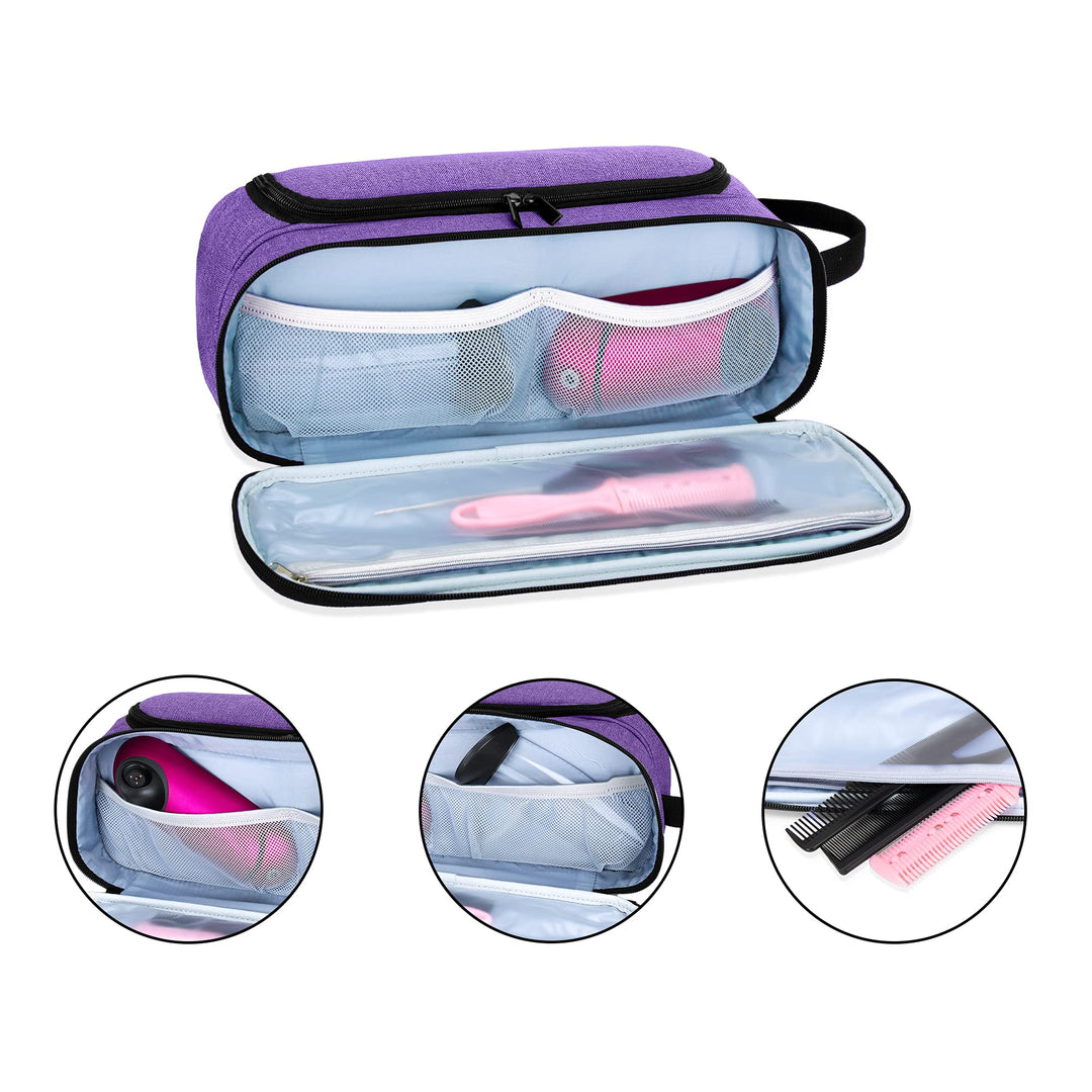 Travel Storage Bag Compatible with Dyson Corrale Hair Straightener, Portable Travel Organizer for Hair Straightener and Attachments, Purple