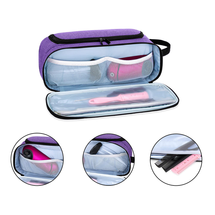 Travel Storage Bag Compatible with Dyson Corrale Hair Straightener, Portable Travel Organizer for Hair Straightener and Attachments, Purple