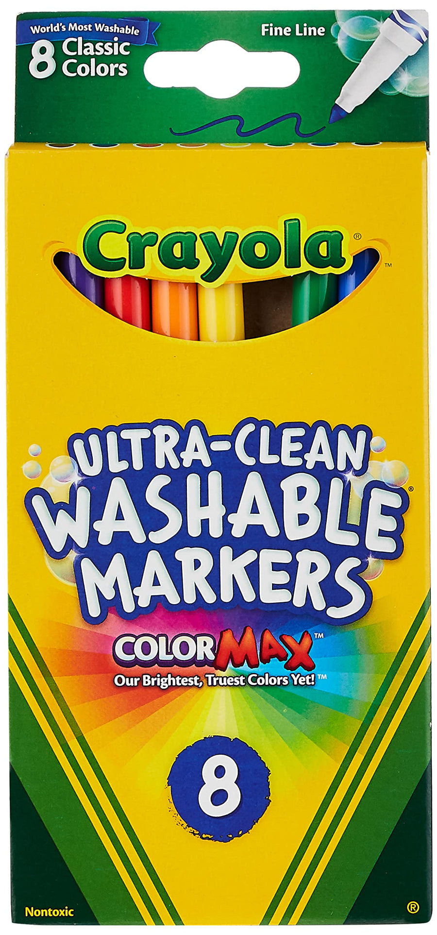 Ultra Clean Washable Markers, Fine Line , School Supplies, 8 Count