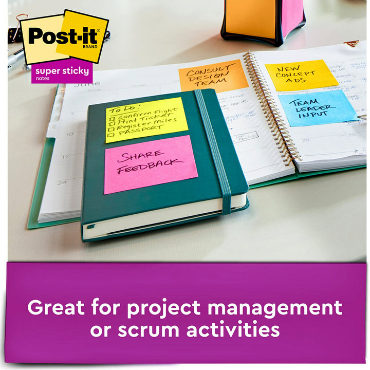 Super Sticky Full Stick Notes, 3x3 in, 12 Pads, 2x the Sticking Power, Electric Yellow, Recyclable (F330-12SSY)
