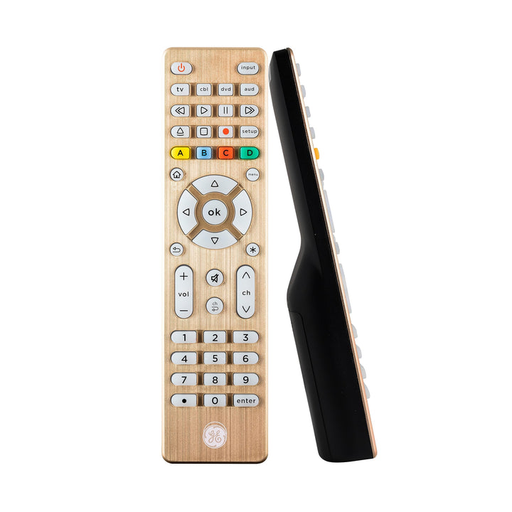 Universal Remote Control, Samsung TV Remote, Universal TV Remote for Roku TV, Vizio, LG, Sony, Sharp, Roku, Apple TV, TCL, Panasonic, Smart TVs, Streaming Players,Bluray, DVD, 4-Device, Gold, 48845