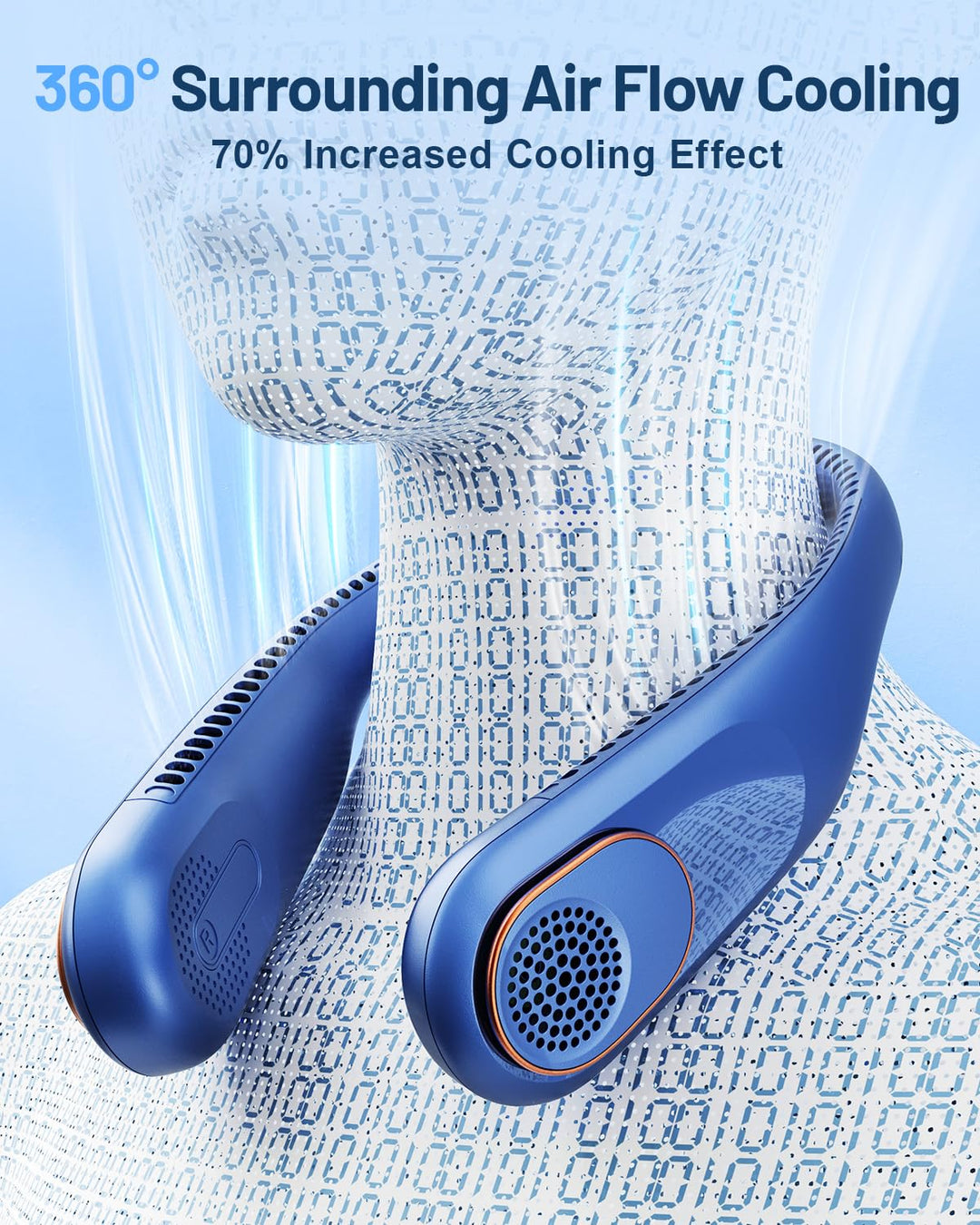 Portable Neck Fan Bladeless Personal Fan 4000mAh Rechargeable Battery Operated Wearable Small Fan,360° Cooling Airflow, 3 Speed Neck Cooler for Women Men (5000mAh, Black) (Light White)