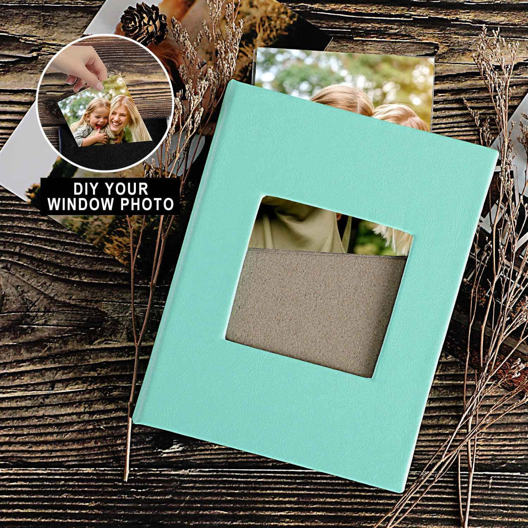 Photo Album 4x6 100 Pockets 2 Packs, Small Mini Capacity Leather Photo Albums, Each Pack Holds 100 Top Loader Vertical Only Pictures Teal