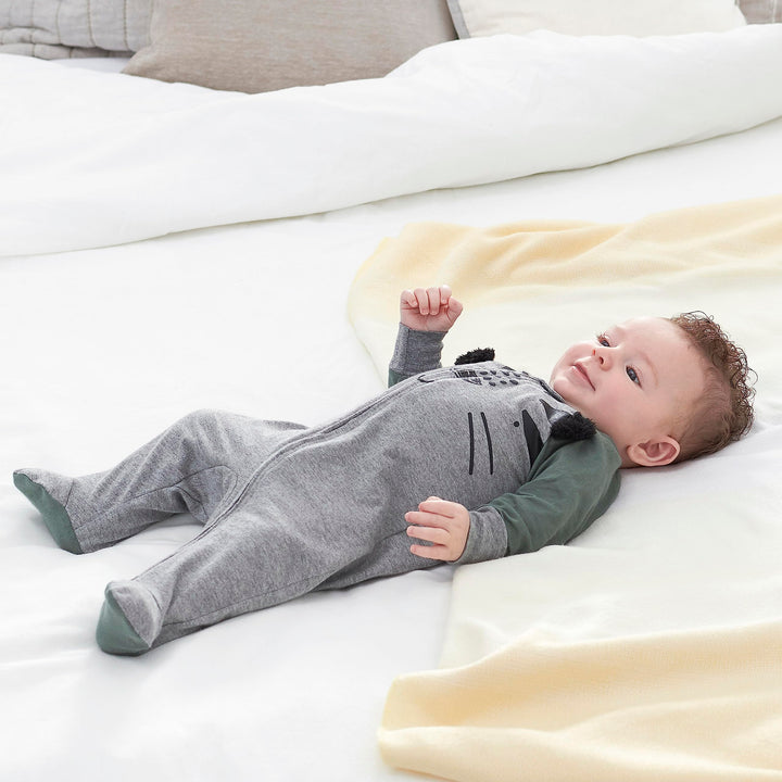 Baby Boys' 4 Pack Sleep 'N Play Footie, Tiger Grey, 0-3 Months