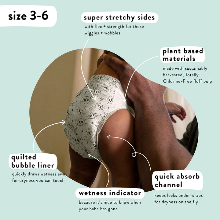Clean Conscious Diapers | Plant-Based, Sustainable | Sky's the Limit + Wingin It | Super Club Box, Size 6 (35+ lbs), 88 Count