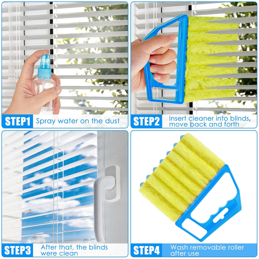 2 Pieces Blind Cleaner Duster Tool, 7 Finger Dusting Cleaner Tool for Window Venetian, Washable Mini Cleaner Brush, Hand Held Cleaner Tool for Air Conditioner Wood Blinds Dust Dirt (2 Colors)