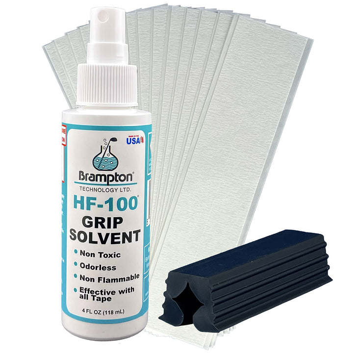Brampton Complete Golf Grip Kit for Golf Club Regripping (2x9 Golf Grip Tape Strips) - Makes Golf Grip Repair Safe and Easy - Non-Toxic, Non-Flammable, and Odorless Golf Grip Solvent