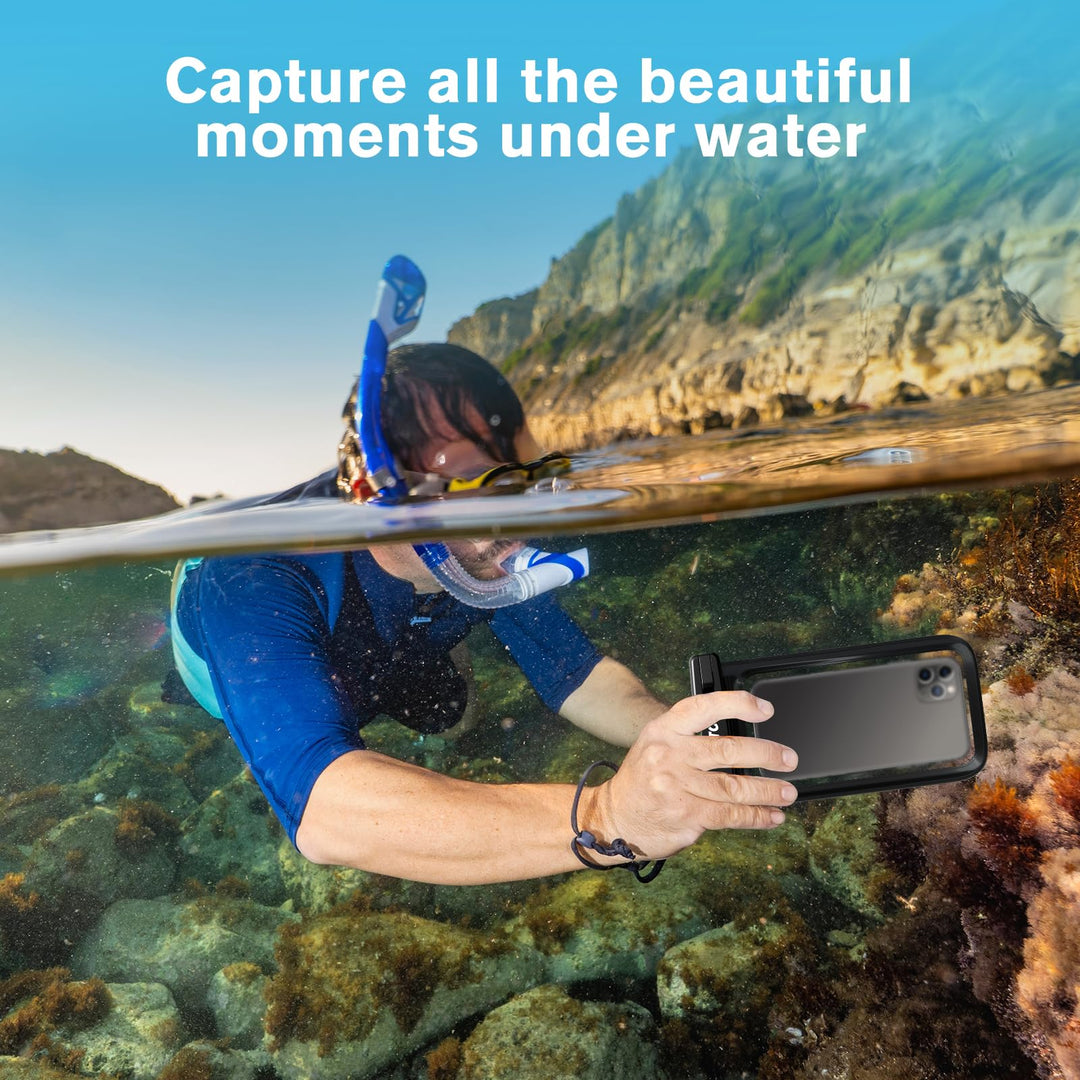 Universal Waterproof Pouch Case for iPhone 16 15 14 13 Plus Pro Max, IPX8 Cellphone Dry Bag 12 11 Pro Max XR X 8 7 6S Plus SE, Galaxy S23 S22 S21 S20+ S20 S10 Plus Note, Pixel up to 7 -Black