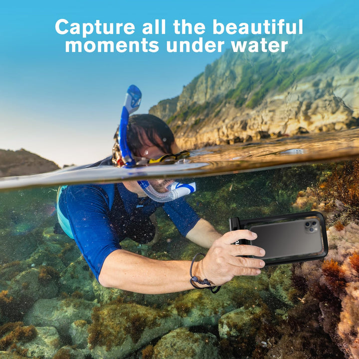 Universal Waterproof Pouch Case for iPhone 16 15 14 13 Plus Pro Max, IPX8 Cellphone Dry Bag 12 11 Pro Max XR X 8 7 6S Plus SE, Galaxy S23 S22 S21 S20+ S20 S10 Plus Note, Pixel up to 7 -Black