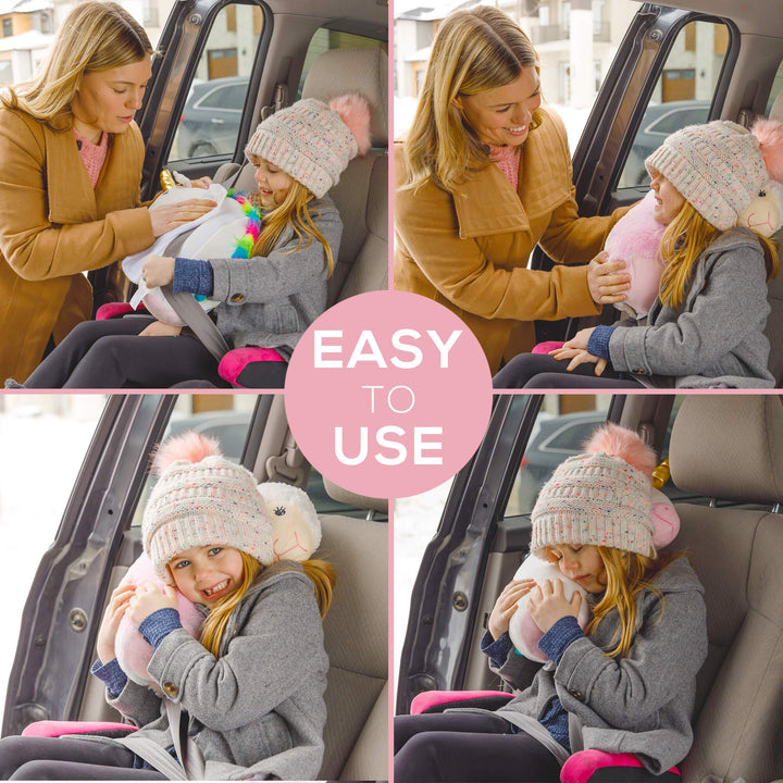 Seatbelt Pillow for Kids Travel - Dinosaur Seat Belt Cover & Cushion Pillow. Child Car Stuffed Plush Animal Travel Pillow. Safety Belt