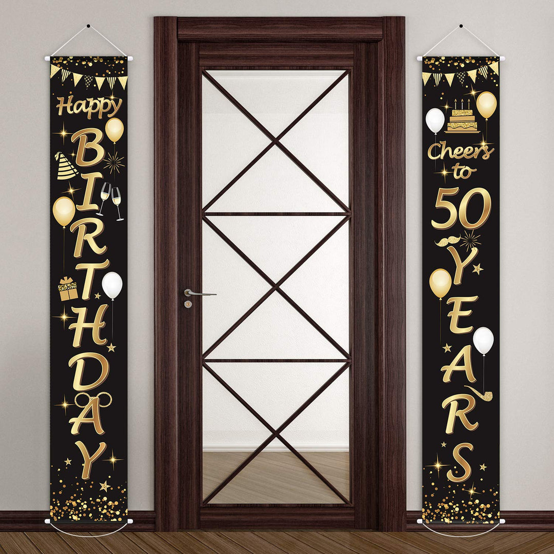 2 Pieces 50th Birthday Party Decorations Cheers to 50 Years Banner 50th Party Decorations Welcome Porch for 50 Years Birthday Supplies (50th Birthday)