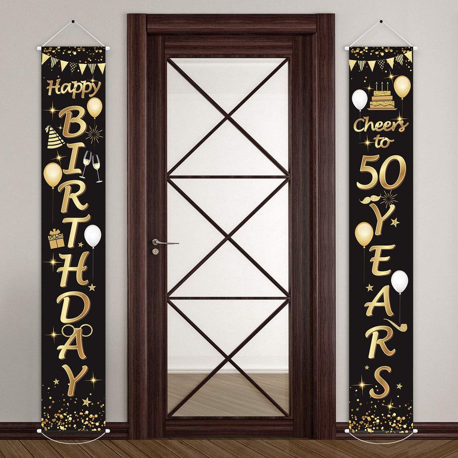 2 Pieces 50th Birthday Party Decorations Cheers to 50 Years Banner 50th Party Decorations Welcome Porch for 50 Years Birthday Supplies (50th Birthday)